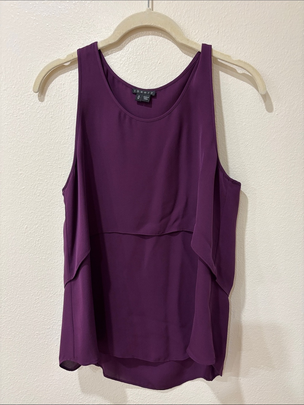 Theory Plum Layered Chiffon Sleeveless Camisole
